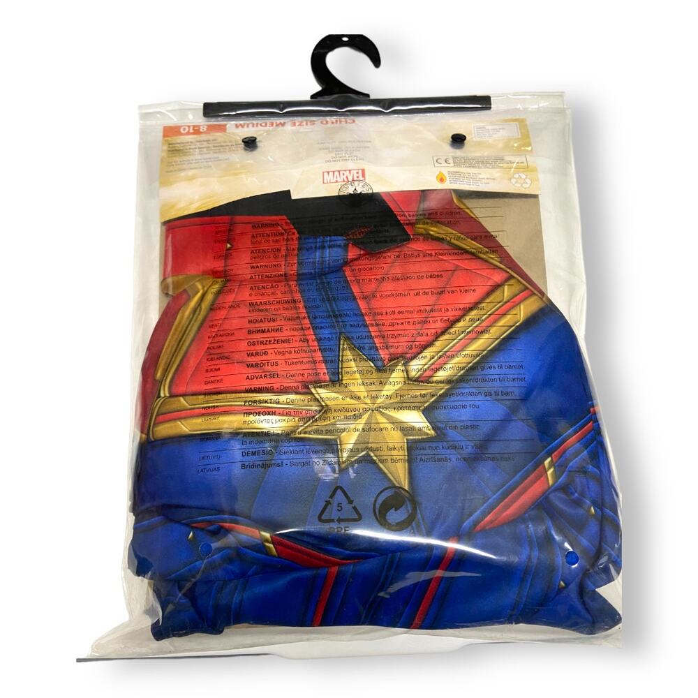 Captain Marvel Padded Jumpsuit Costume NEW‎ NIP Rubie's M 8 10 - Picture 2 of 2